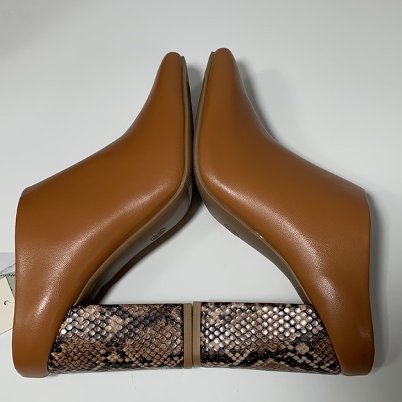 A new day cognac color mules with faux animal skin heels New with tags Sz 9.5 - Picture 6 of 9